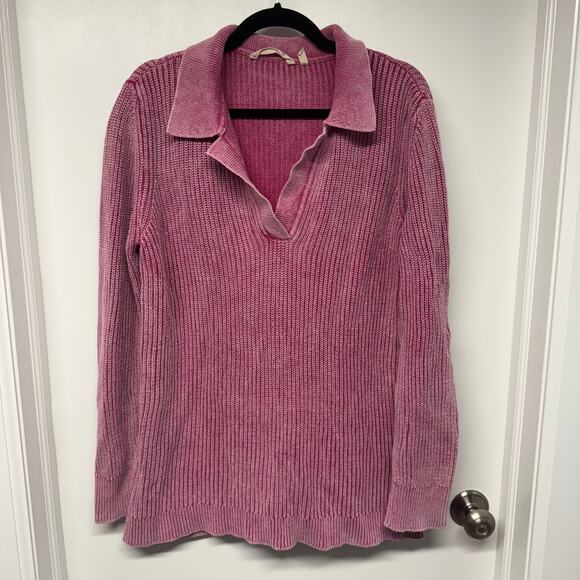 Soft Surroundings Womens Wilde Fiery Fuchsia Pink V Neck Sweater Size Medium - Picture 1 of 9